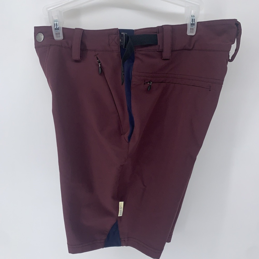 Club Ride Mountain Bike Shorts Mens Maroon Blue Cycling Adjustable Waist SMALL - Picture 11 of 12